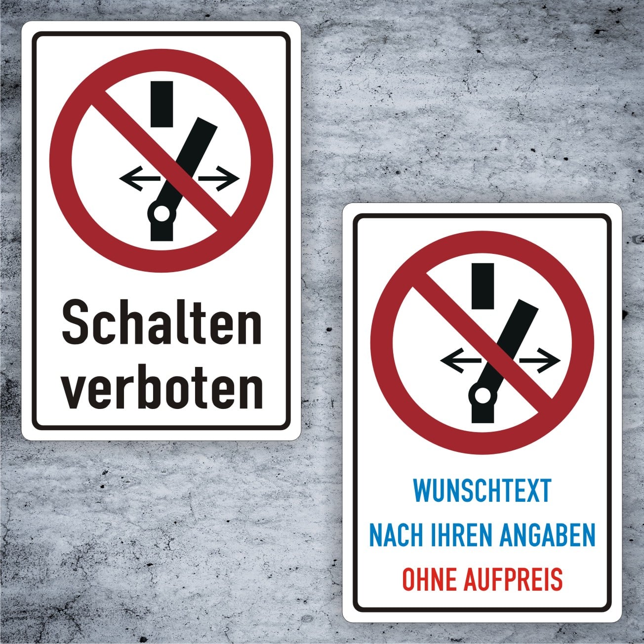 Schalten verboten Kombischild ISO 7010 P031 individualisierbar