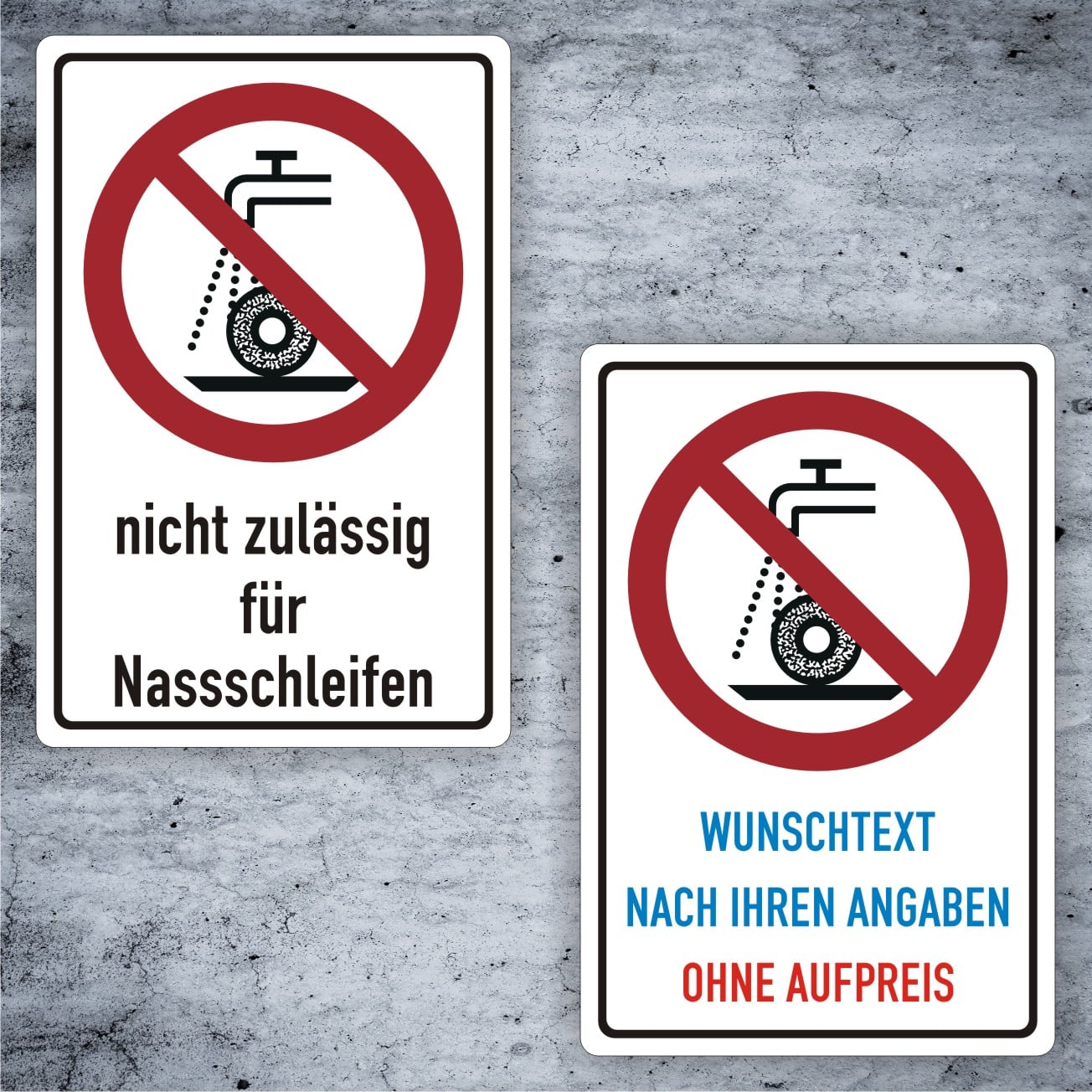 Nassschleifen Verbotschild ISO 7010 P033 individualisierbar