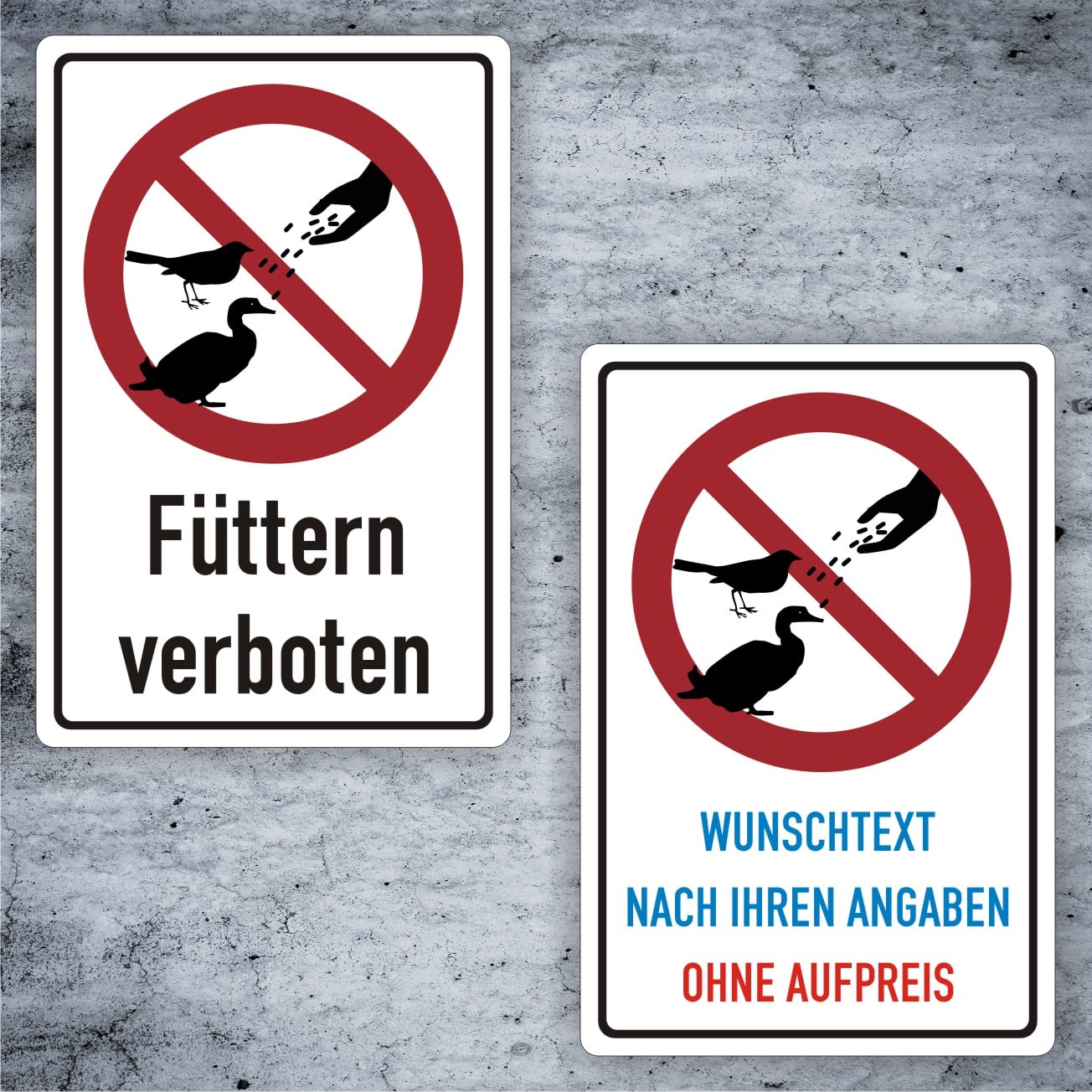 Füttern verboten Kombischild mit individueller Gestaltung