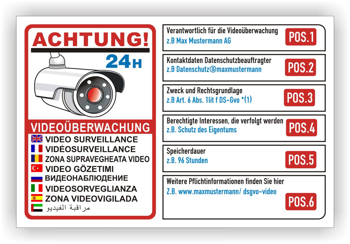 Videoüberwachung Privatgrundstück Hinweisschild – Alu oder Folie
