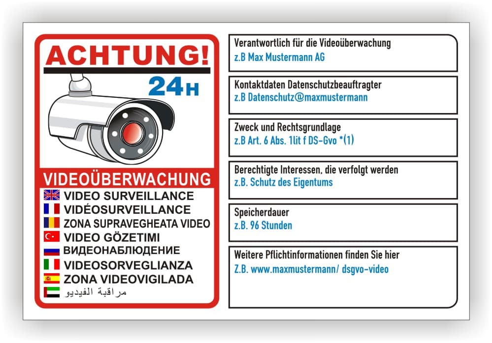 videoüberwachung privatgrundstück hinweisschild pflicht