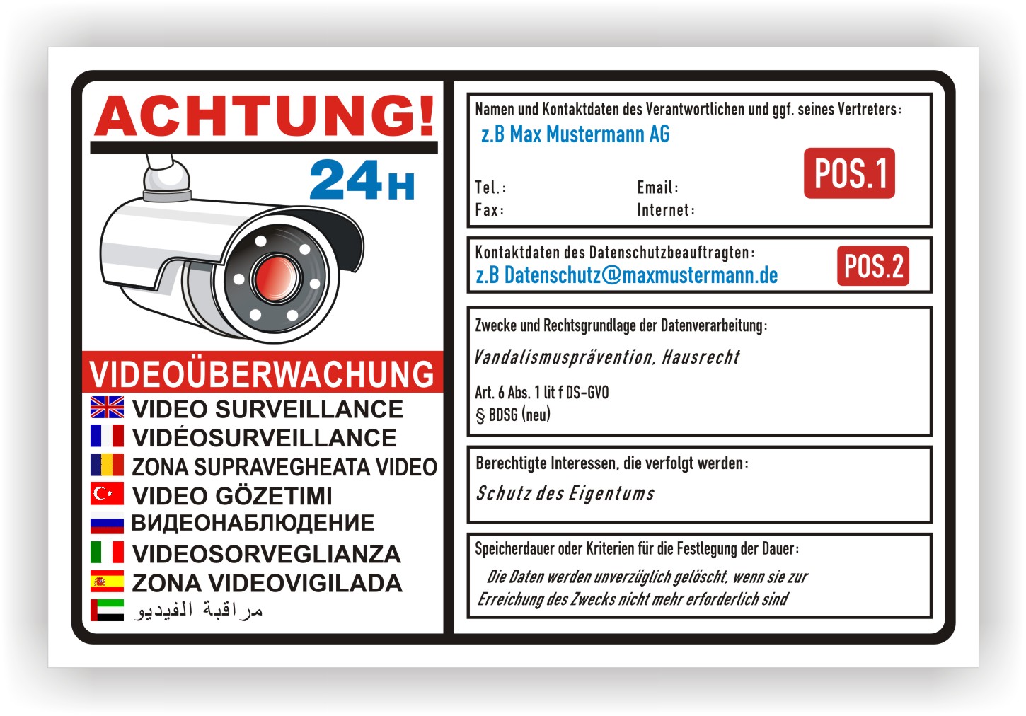 videoüberwachung schild pflicht