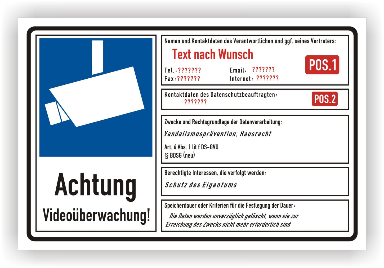 schild videoüberwachung klein