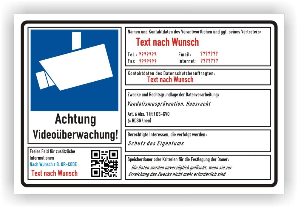 Videoüberwachung Schild DSGVO Privatgrundstück