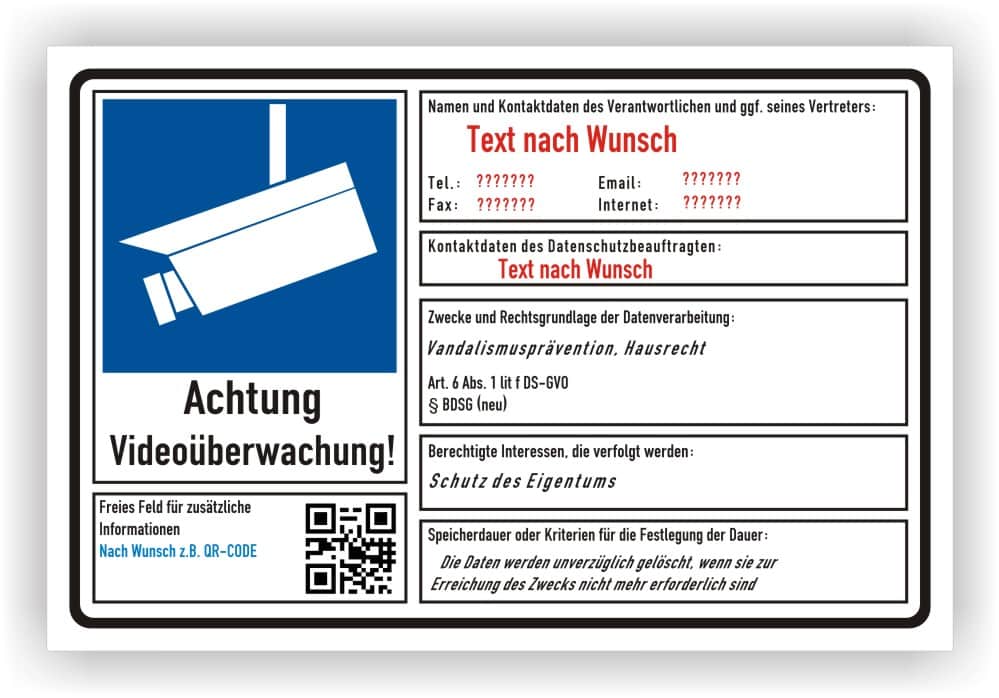 Kamera auf Privatgrundstück Schild