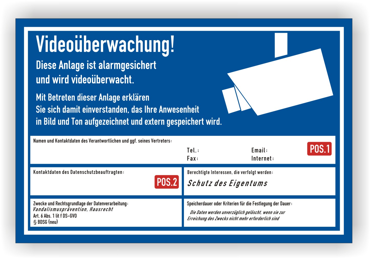 Videoüberwachung Schild Anlage