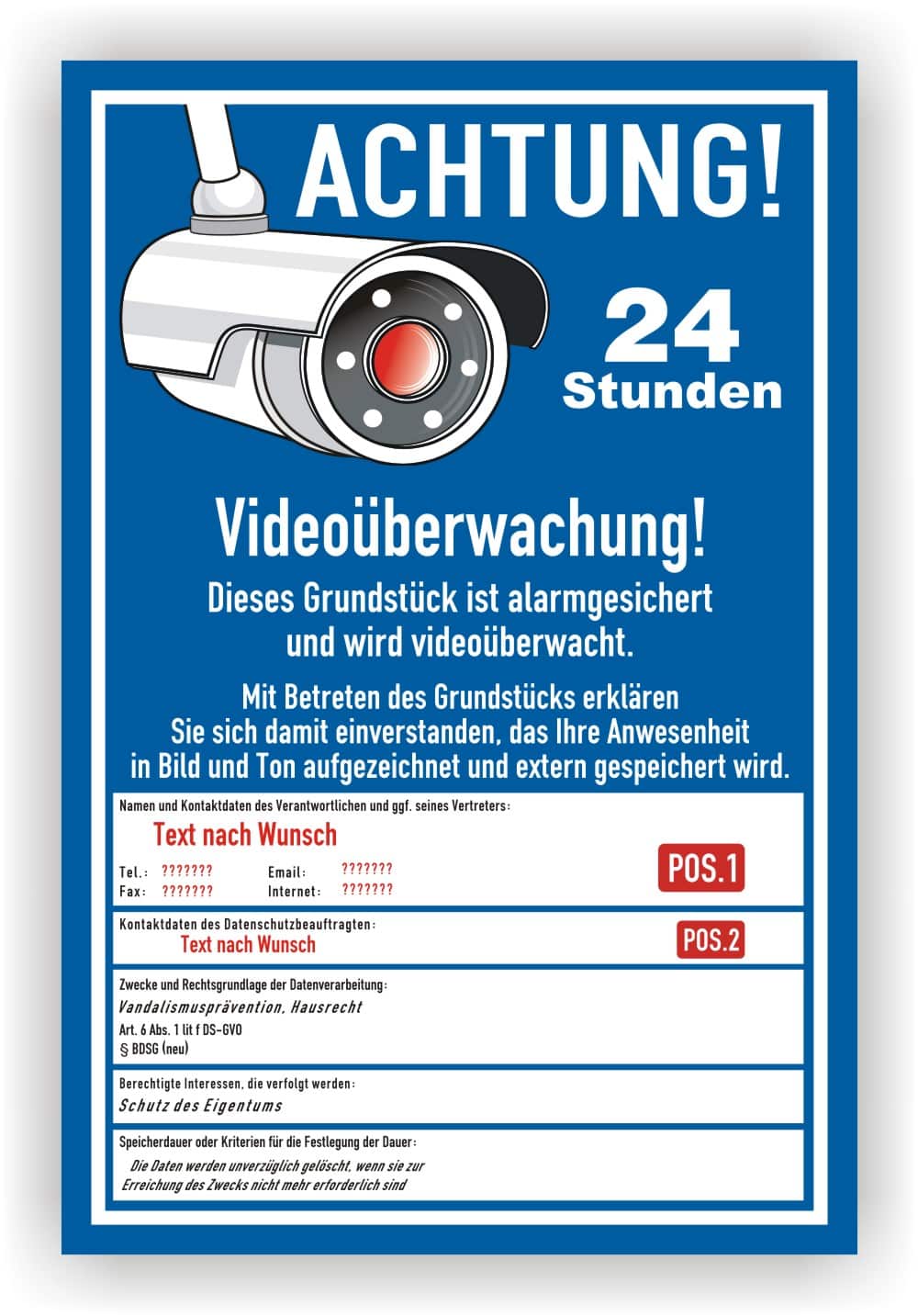 Schild Grundstück Videoüberwachung Gebäude