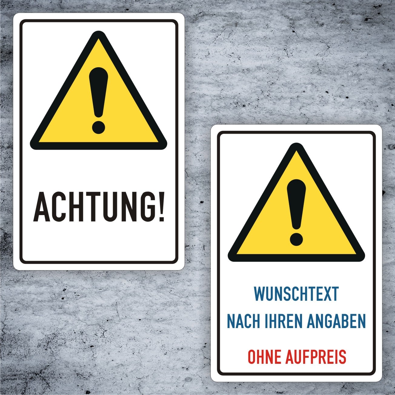 Allgemeines Warnzeichen Kombischild W001 – individuell gestaltbar