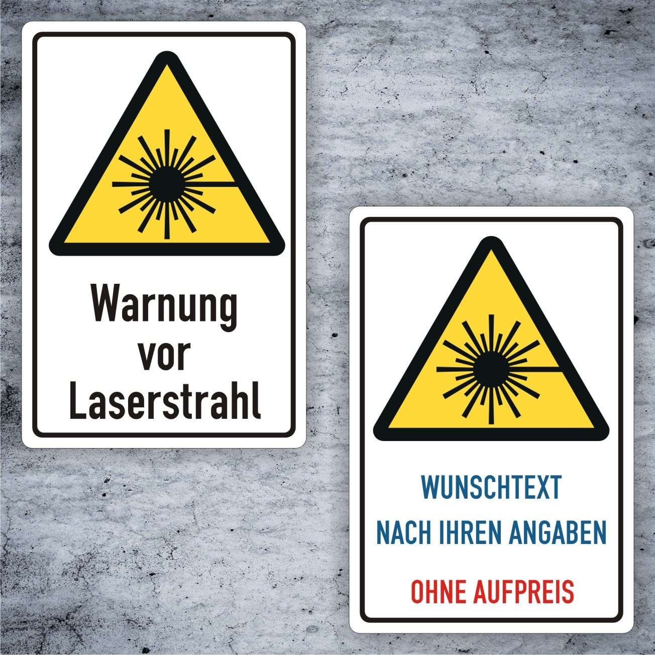 Laserstrahl-Warnung Kombischild W004 individualisierbar