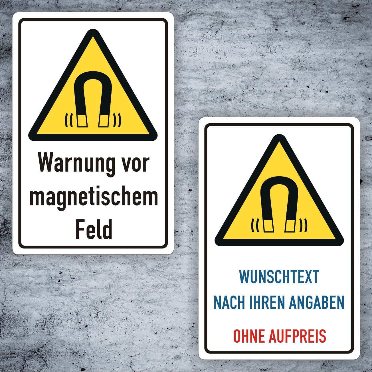 Kombischild W006 Magnetfeld-Warnschilder individuell konfigurierbar