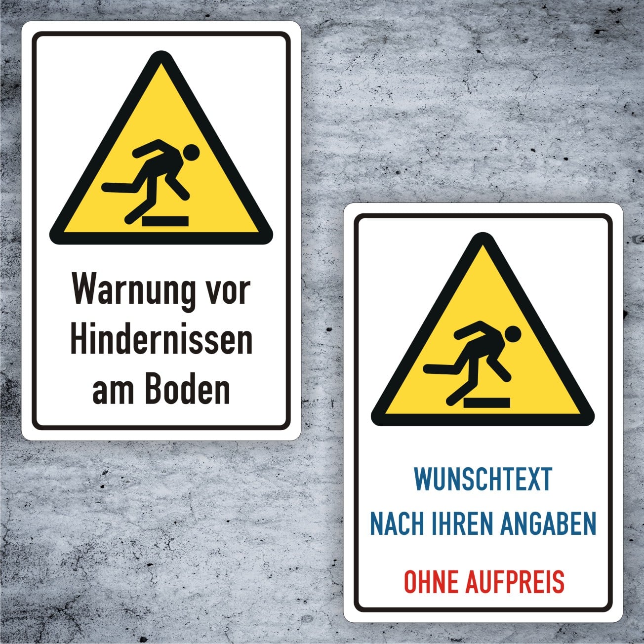Bodenhindernis-Kombischild W007 mit Wunschtext