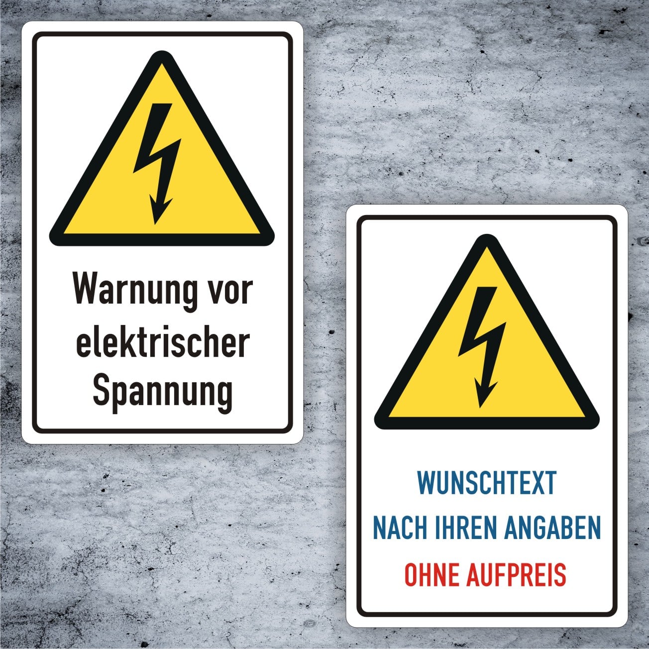 Warnung vor elektrischer Spannung Kombischild W012 – individualisierbar