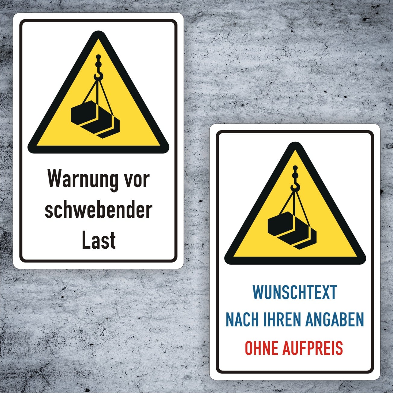 Warnung vor schwebender Last Kombischild W015 – Alu & Folie