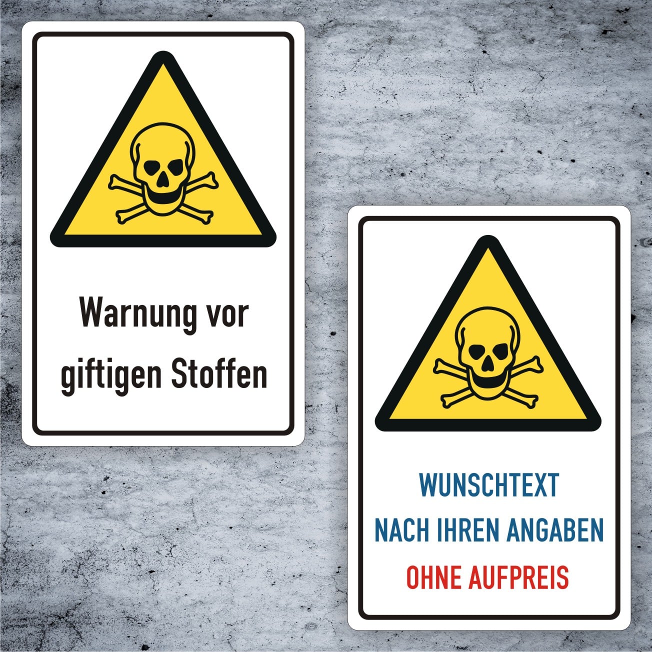 Kombischild Warnung vor giftigen Stoffen W016 mit Individualisierung