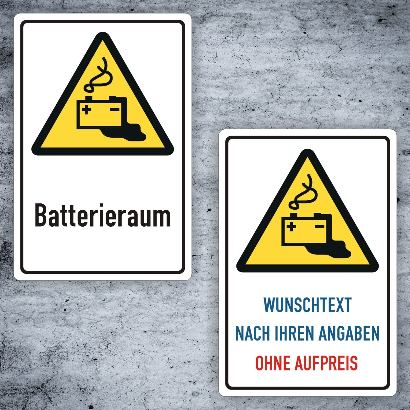 Batterie-Aufladung Warnschilder W026 mit Individualisierung
