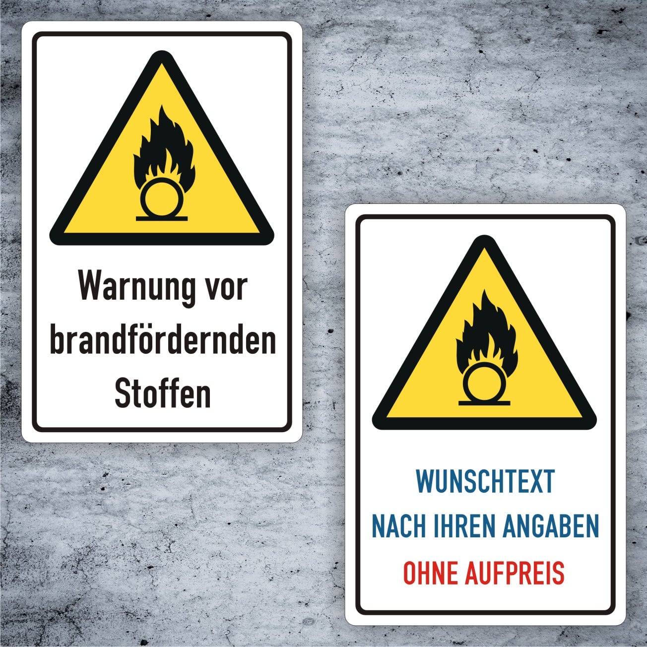 Brandfördernde Stoffe Kombischild W028 individuell konfigurierbar