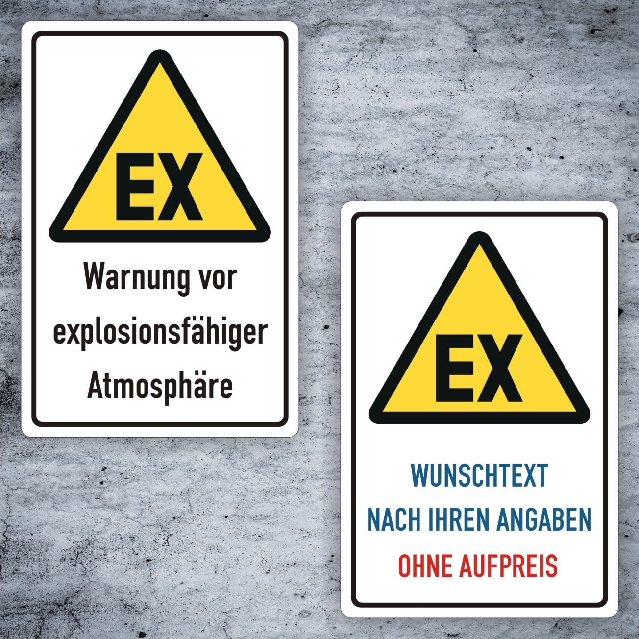 Warnschild explosionsfähige Atmosphäre – Kombischild individualisierbar