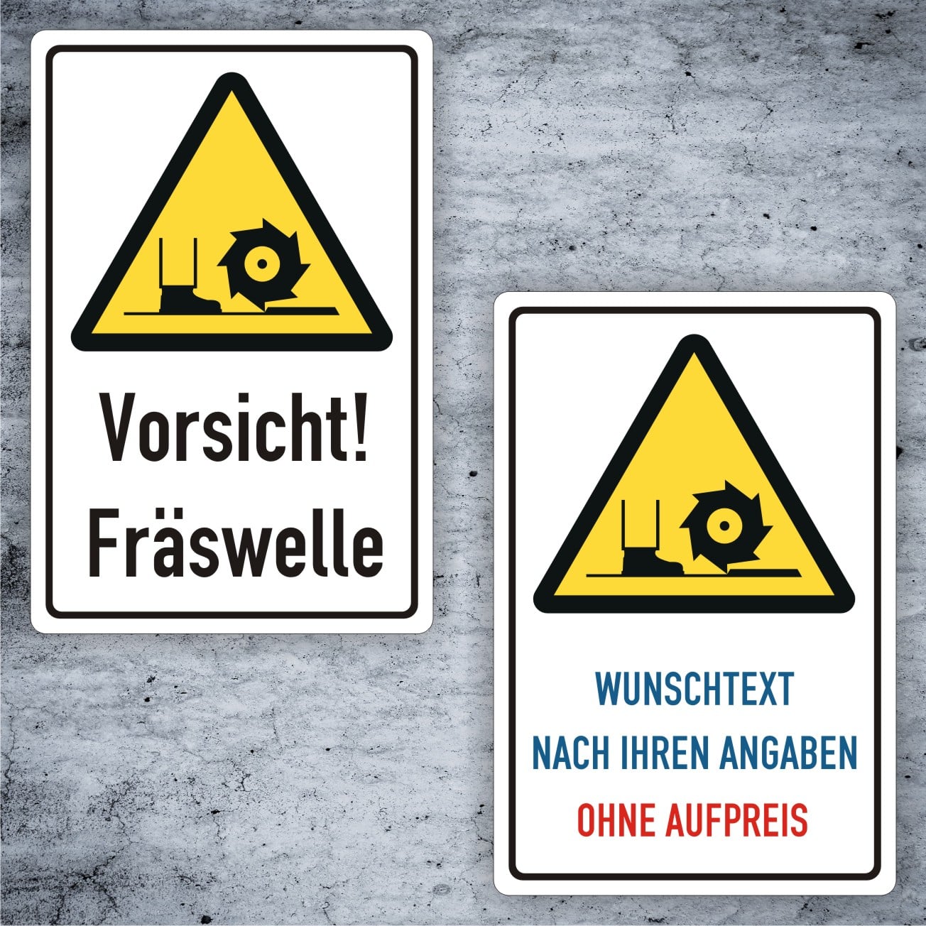 Warnschild Fräswelle DIN 4844-2 D-W022 mit Individualisierung