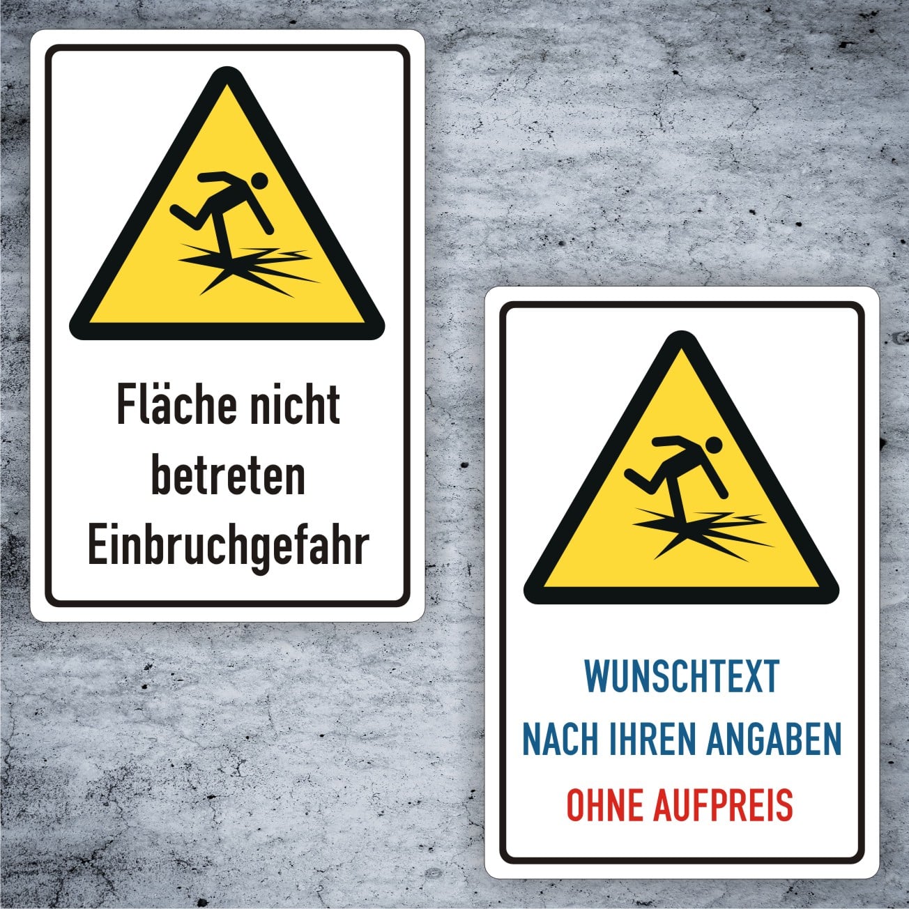 Warnung vor dünnem Eis W043 Kombischild mit Individualisierungsoption
