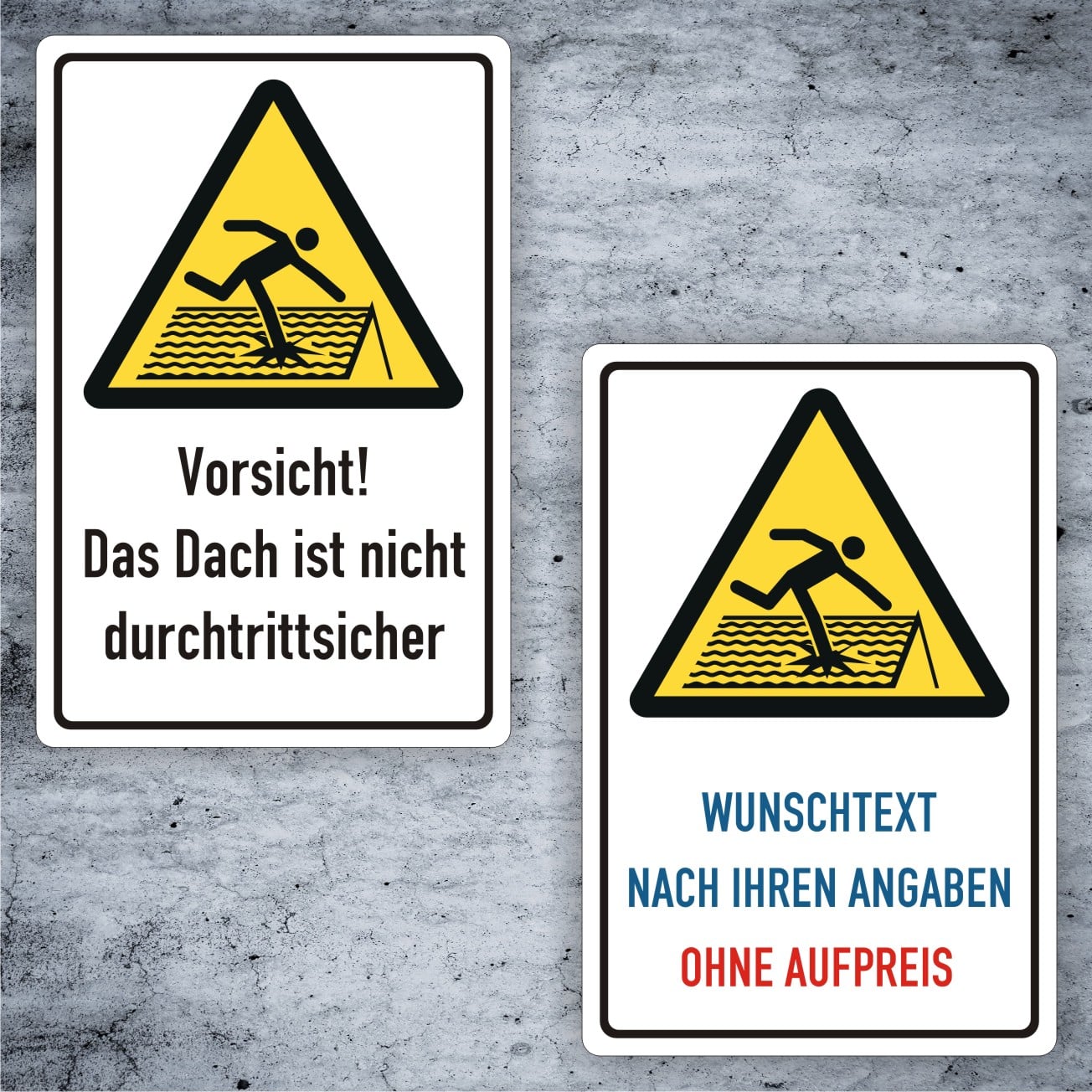Dachbegehung Warnsignal Kombischild W036 individualisierbar