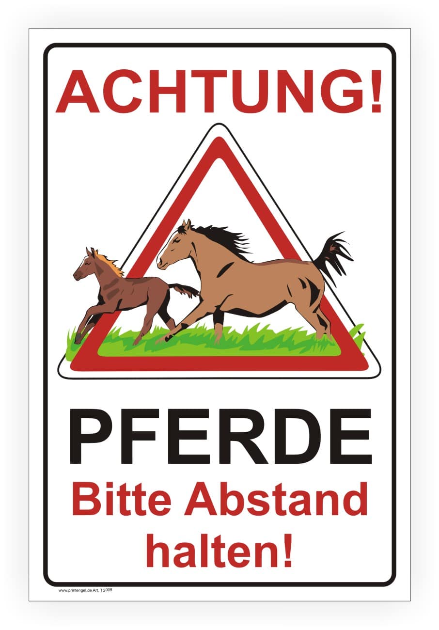 Pferdeabstand Weideschild – Sicherheitsschild aus Alu-Verbund oder Aufkleber