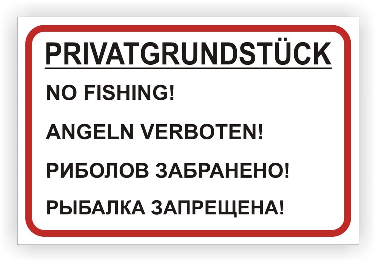 Angelverbot Hinweisschild mehrsprachig – Wetterfest & Langlebig