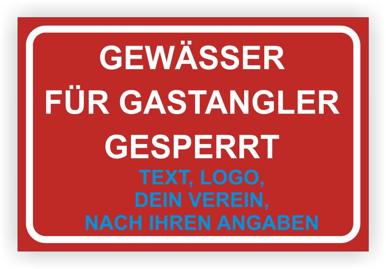 Angelsperrschild mit individueller Gestaltung und Logo