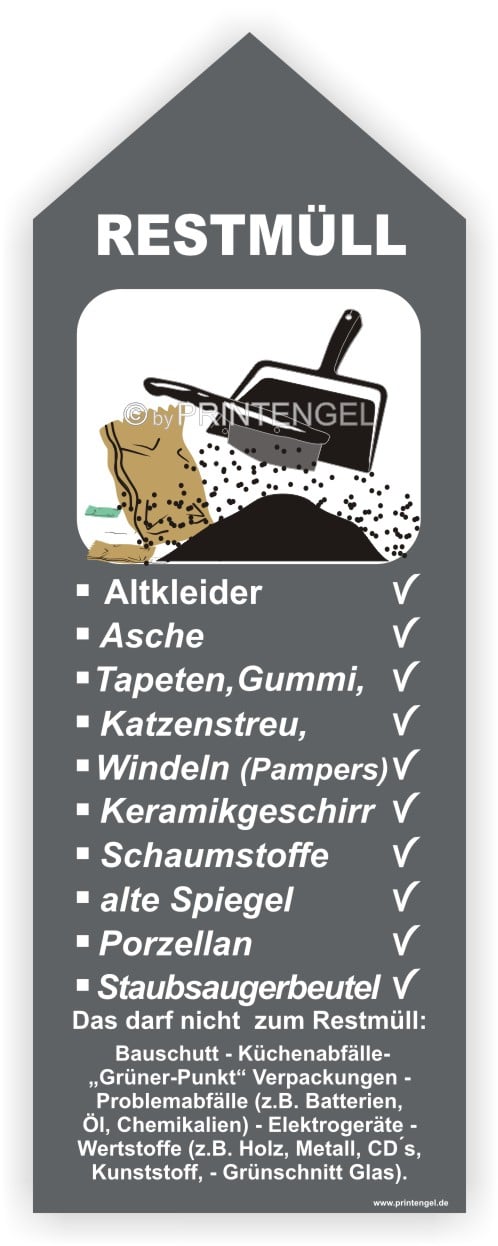Restmüll Kennzeichnung Behälter Tonne- Container Aufkleber Sticker