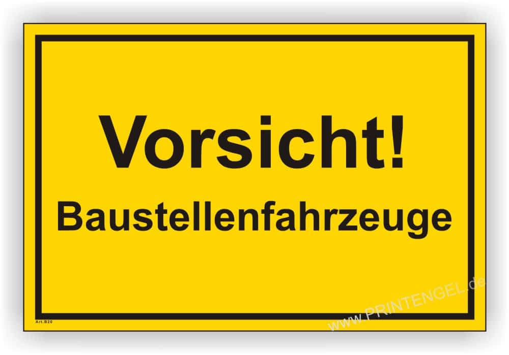 Warnschild Baustellenfahrzeuge mit UV-Schutz