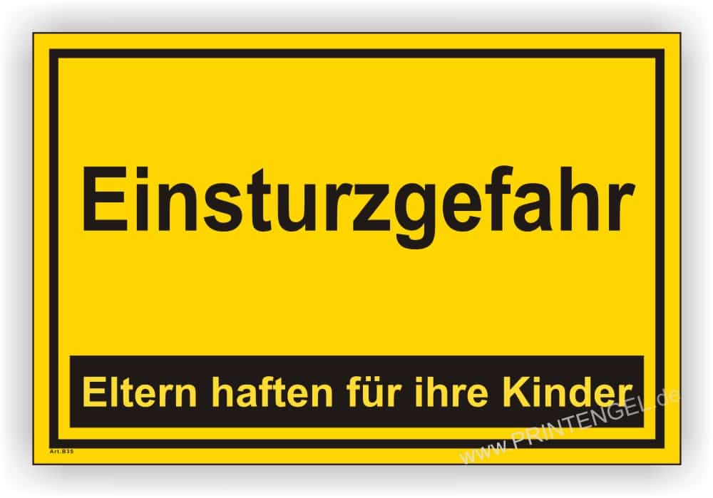 Einsturzgefahr-Hinweisschild für Baustellen und Sperrflächen