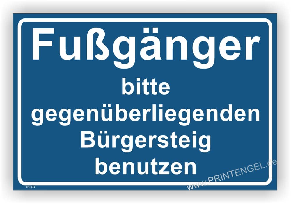 Fußgänger gegenüber Bürgersteig nutzen Baustellen-Hinweisschild