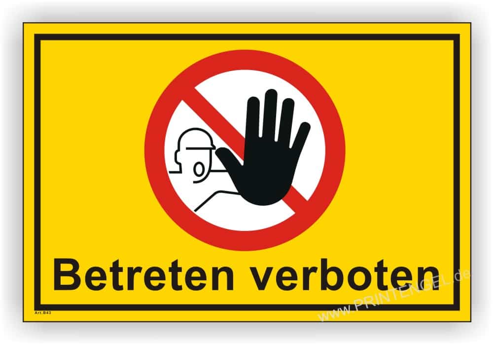 Baustellen Hinweisschild Betreten verboten – Alu & Folie