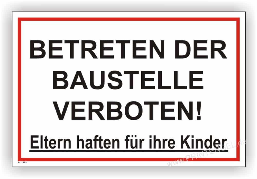 Baustellen-Hinweisschild Betreten verboten – UV-beständig