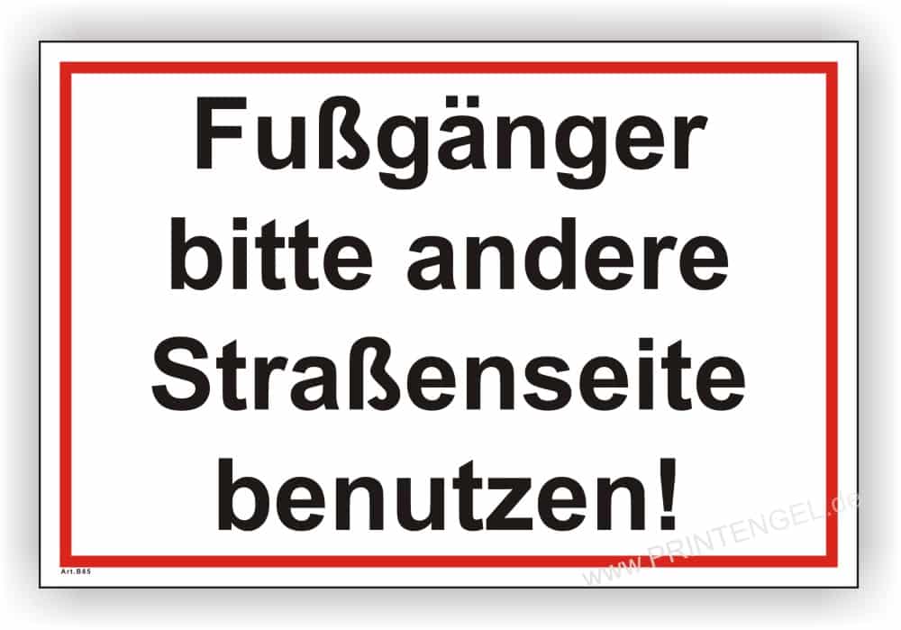 Baustellenschild Fußgänger Straßenseite Wechsel Kennzeichnung