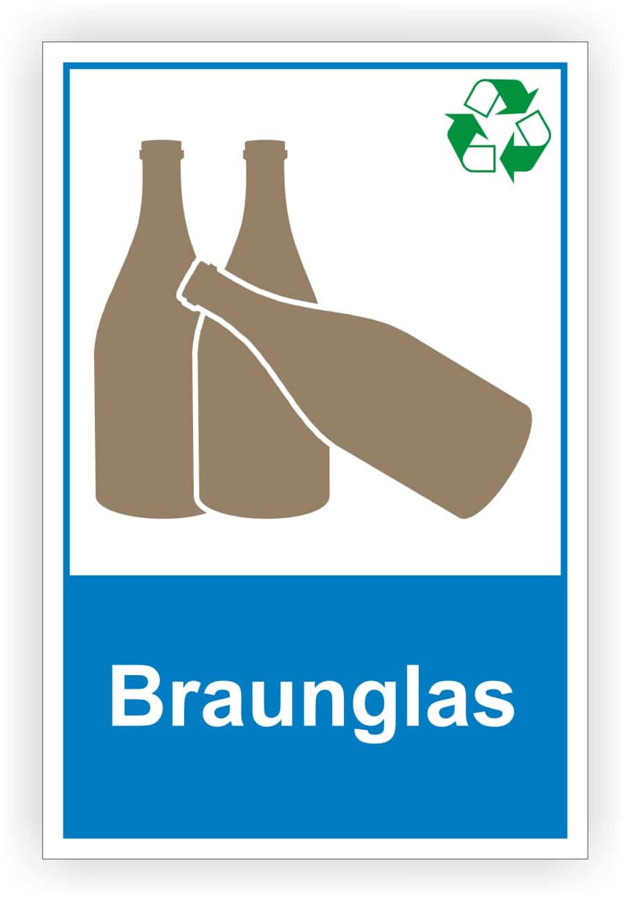 Braunglas Recycling Wertstoffbehälter Kennzeichnungsschild