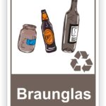 Braunglas Behälter Tonne- Container Schilder - Aufkleber