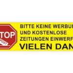Bitte keine Werbung und kostenlose Zeitung Aufkleber in gelb