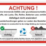Container richtig befüllen Aufkleber Sticker Kennzeichnung Behälter Tonne