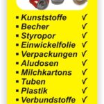 Aufkleber was darf in den gelben Sack