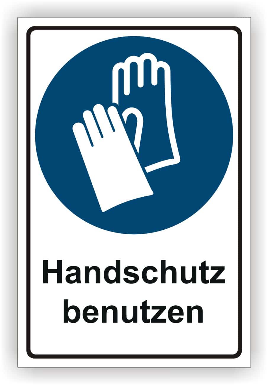 Kombischild Handschuhe benutzen DIN EN ISO 7010 M009 – UV- und Wetterschutz