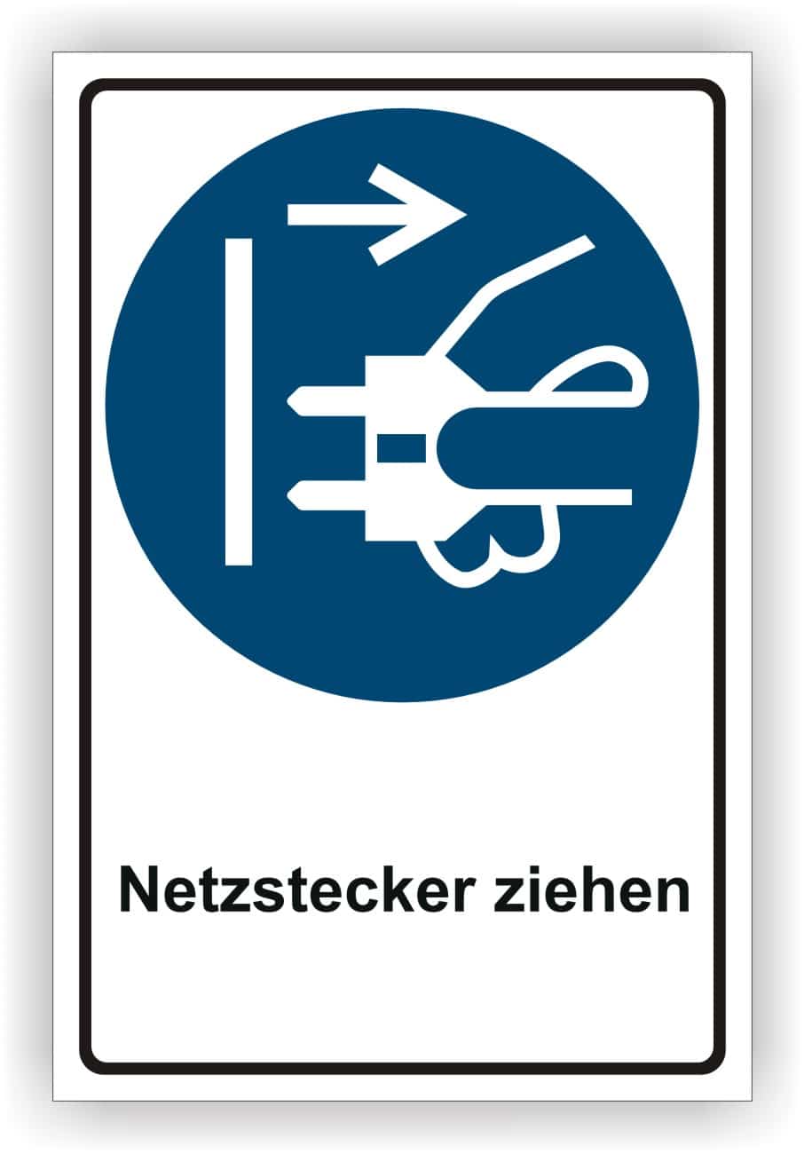 Kombischild Netzstecker ziehen DIN EN ISO 7010 M006