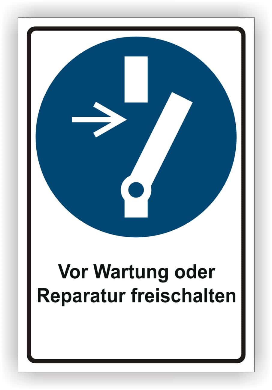 Kombischild DIN EN ISO 7010 M021 - Vor Wartung oder Reparatur freischalten ASR A1.3