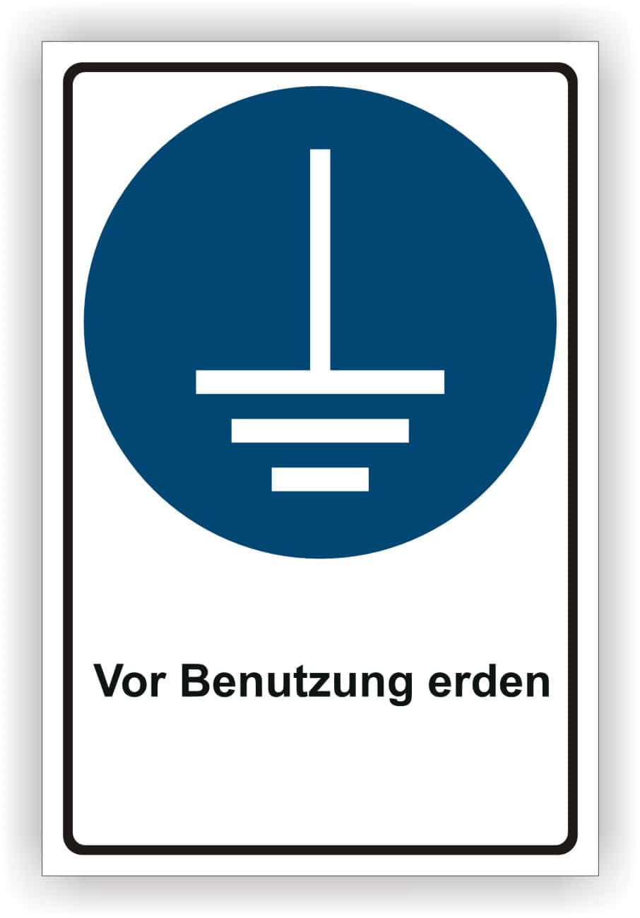 Kombischild Vor Benutzung erden – DIN EN ISO 7010 M005 Warnschild