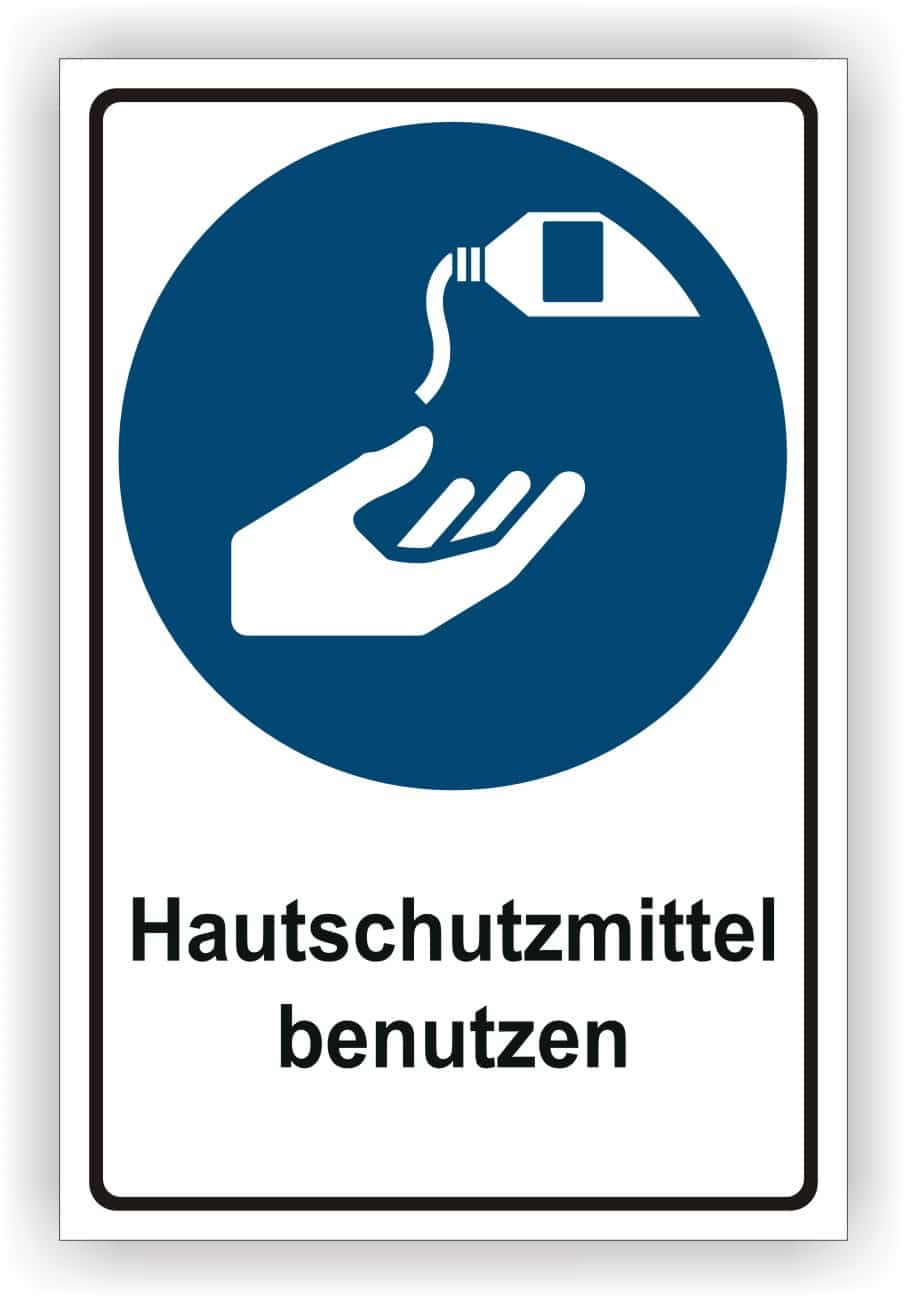 Kombischild Hautschutzmittel benutzen DIN EN ISO 7010 M022 – Sicherheitsschild ASR A1.3