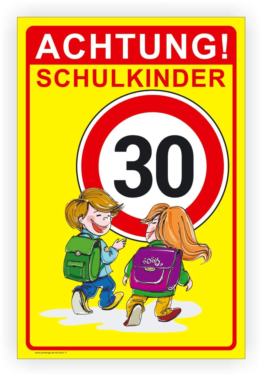 Schulkinder Warnschild – UV-resistent in Alu oder Folie