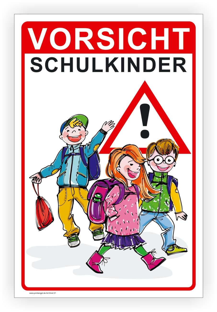 Schulkinder Warnschild für Schulwege – Straßenschild