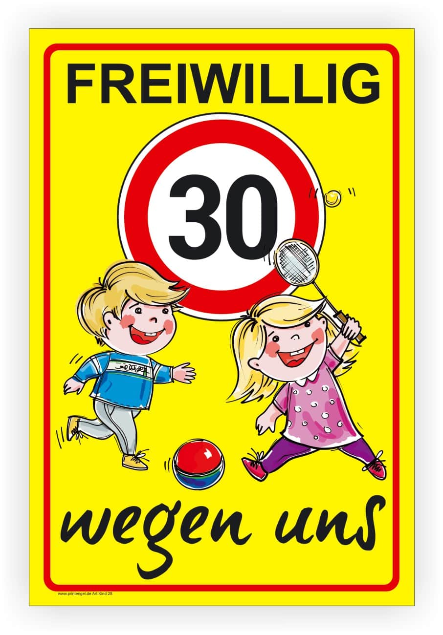 Schulkinder Verkehrsschild 30 km/h Hinweisplakette