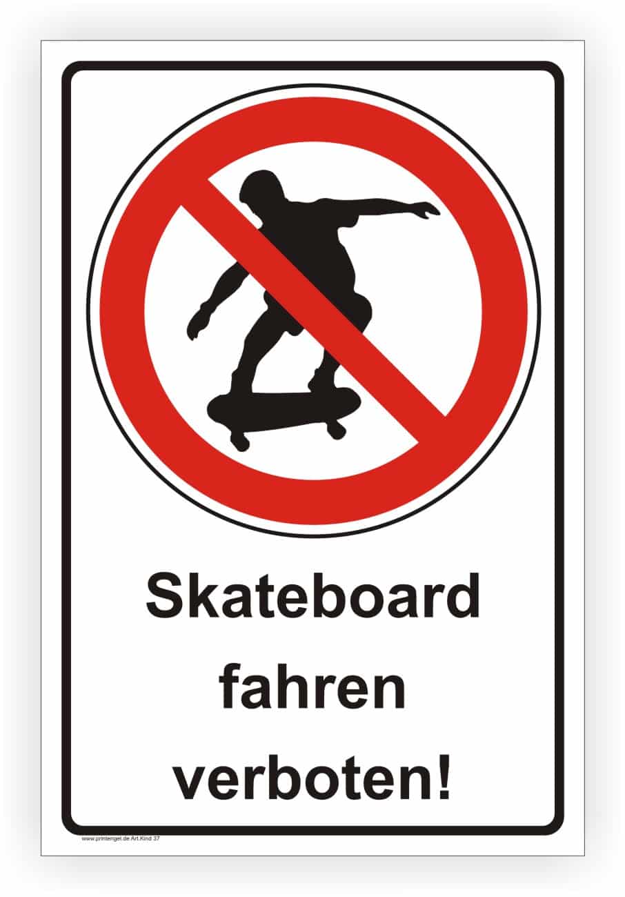 Skateboard fahren verboten Sicherheitsschild für Schulgeländes