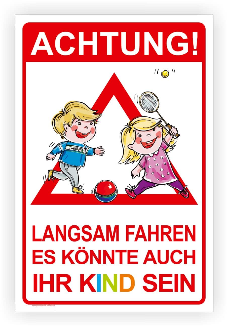Warnschilder Kinder – Langsam fahren Sicherheitsschild