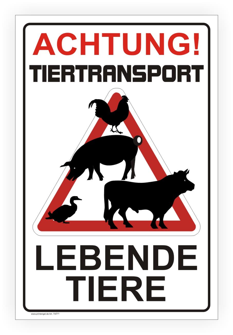 Tiertransport Warnschilder – Alu-Verbund oder Aufkleber